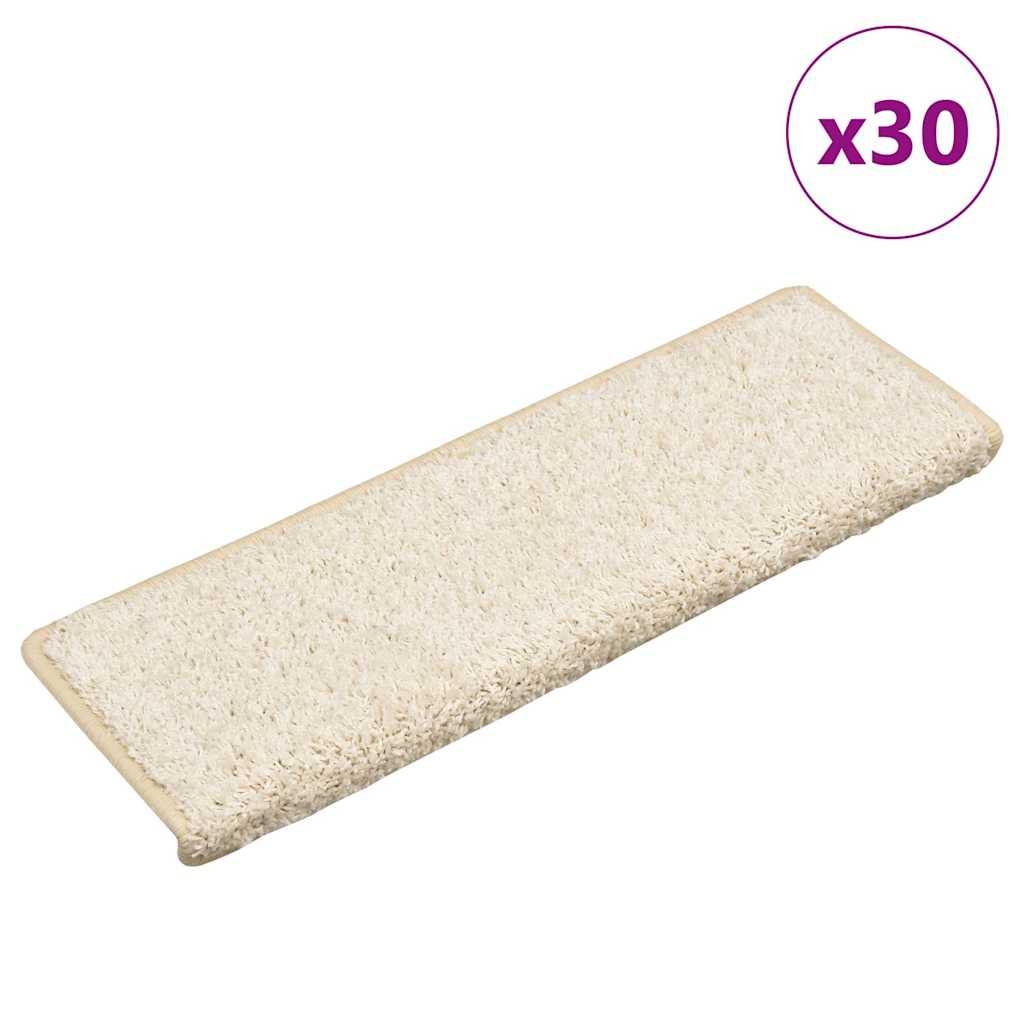 Trappemåtter 30 stk. - 65 × 21 × 4 cm - hvide, rektangulære med kant