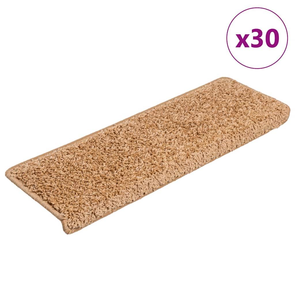 vidaXL trappemåtter 30 stk. 65x21x4 cm beige rektangulær kant