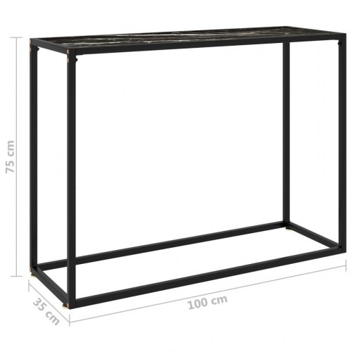 Konsolbord 100 × 35 × 75 cm i sort hærdet glas og stål