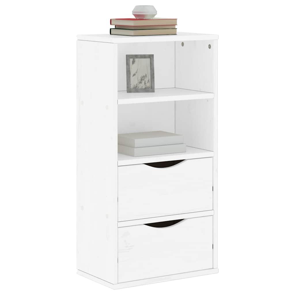 Sideskab ODDA med 2 skuffer og 2 hylder 40 x 24 x 79 cm i massivt fyrretræ hvid