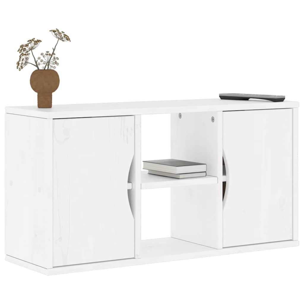 Tv-Skab Odda 79X24X40 Cm Massivt Fyrretræ - Hvid / med døre