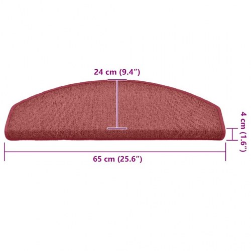 Trappemåtter halvrunde 30 stk. - bordeaux 65 x 24 x 4 cm