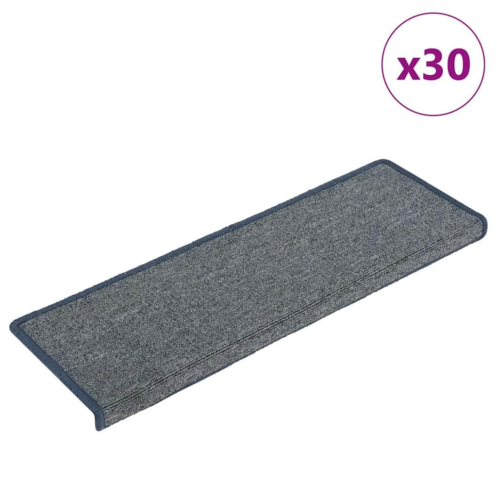 Trappemåtter 30 stk. - 65 × 21 × 4 cm - lysegrå/blå rektangulær kant