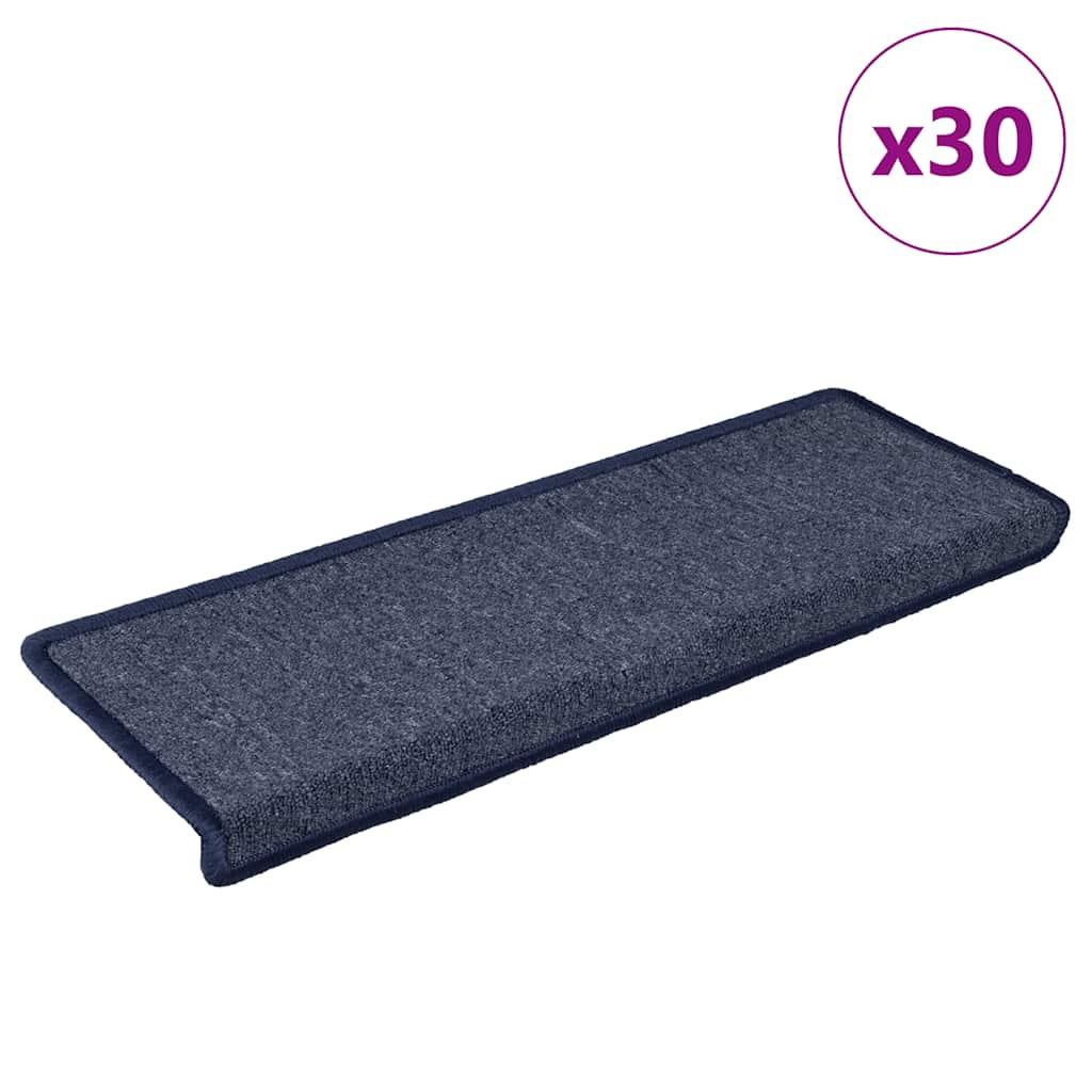Trappemåtter 30 stk. - 65 × 21 × 4 cm - mørkegrå/blå med rektangulær kant