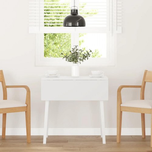 Spisebord i massivt gummitræ med klapdesign - hvid