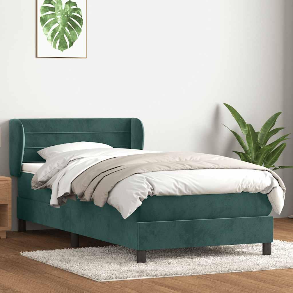 Kontinentalseng med madras mørkegrøn 80x220 cm fløjl