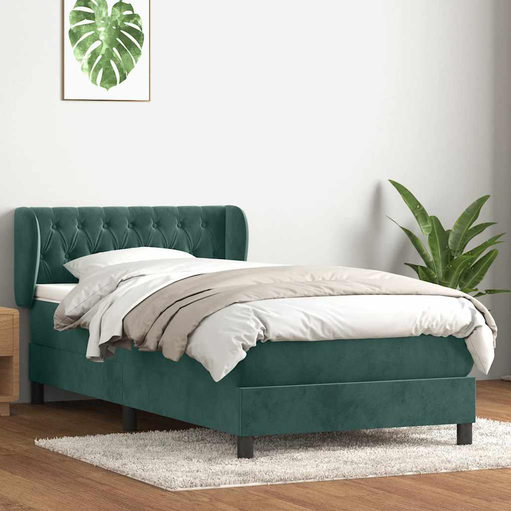 Kontinentalseng med madras mørkegrøn 80x220 cm fløjl