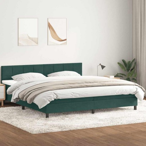 Kontinentalseng med madras 180×220 cm - fløjl, mørkegrøn