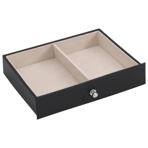 Smykkeskrin med 6 lag, spejl og lås - sort/beige