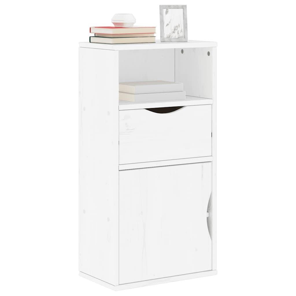 Sideskab ODDA med skuffe 40 x 24 x 79 cm i massivt fyrretræ - hvid