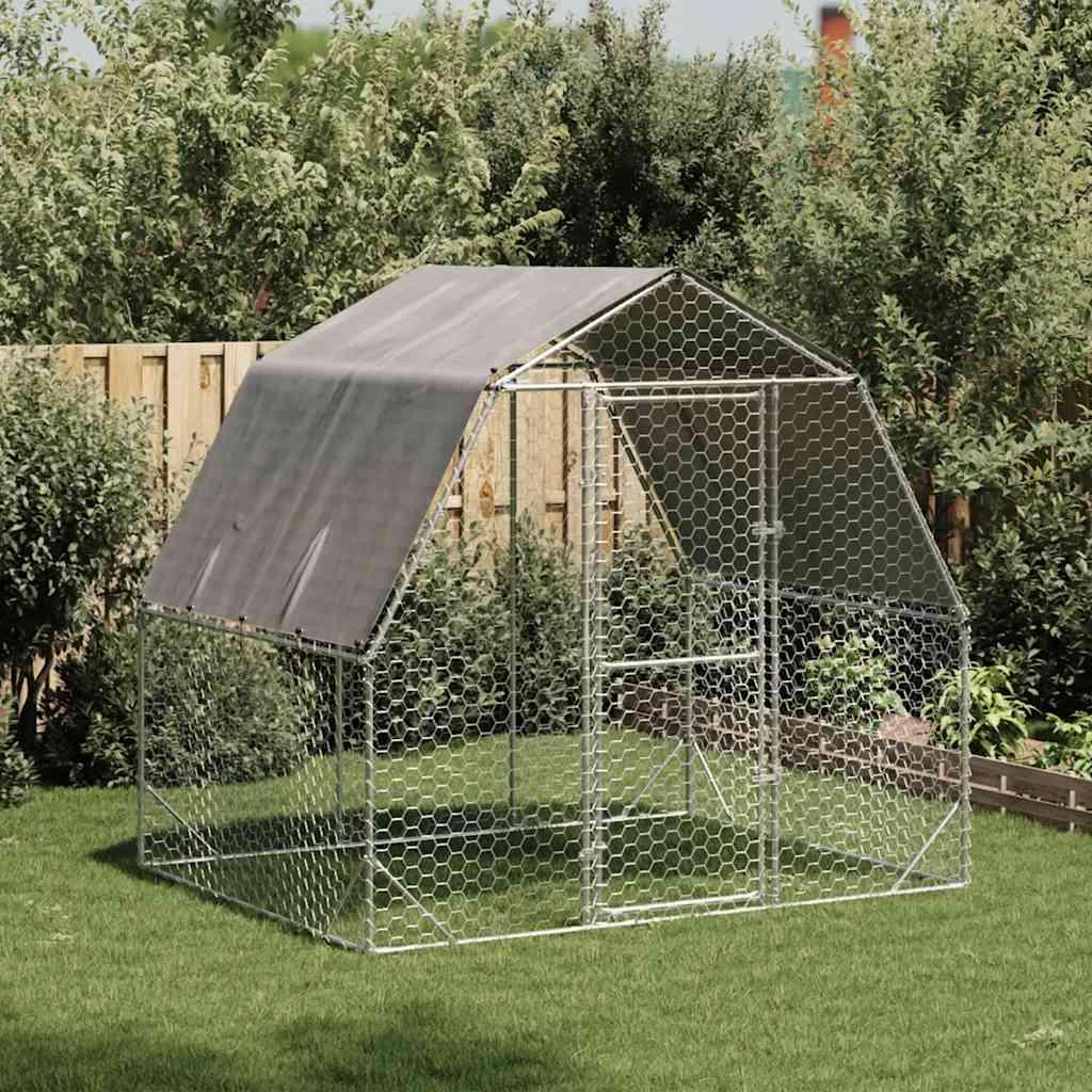 Hønsegård med tag 2,5x2x2,25 m galvaniseret stål
