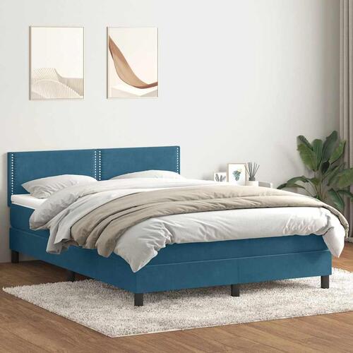 Kontinentalseng med madras 160x210 cm fløjl mørkeblå