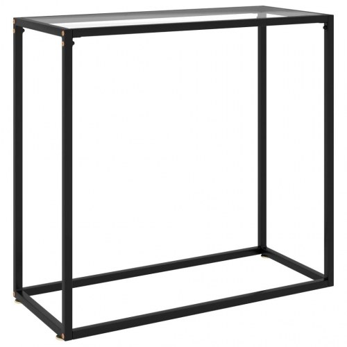 Konsolbord 80 × 35 × 75 cm - transparent hærdet glas og sort stål