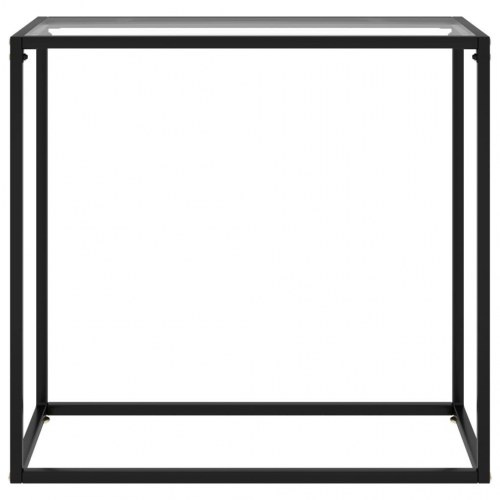 Konsolbord 80 × 35 × 75 cm - transparent hærdet glas og sort stål