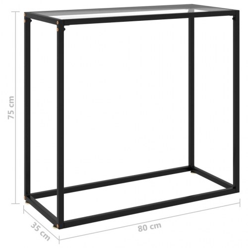 Konsolbord 80 × 35 × 75 cm - transparent hærdet glas og sort stål