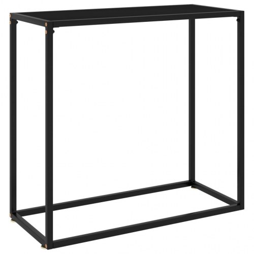 Konsolbord i sort - hærdet glas og stål, 80 × 35 × 75 cm