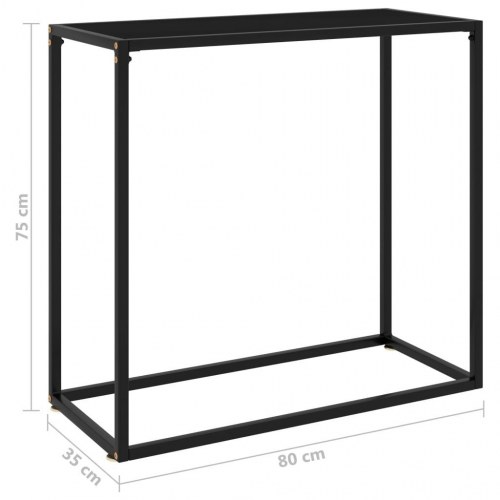 Konsolbord i sort - hærdet glas og stål, 80 × 35 × 75 cm