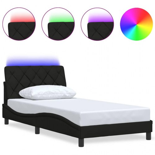 Sengeramme med LED 100 x 200 cm uden madras - sort