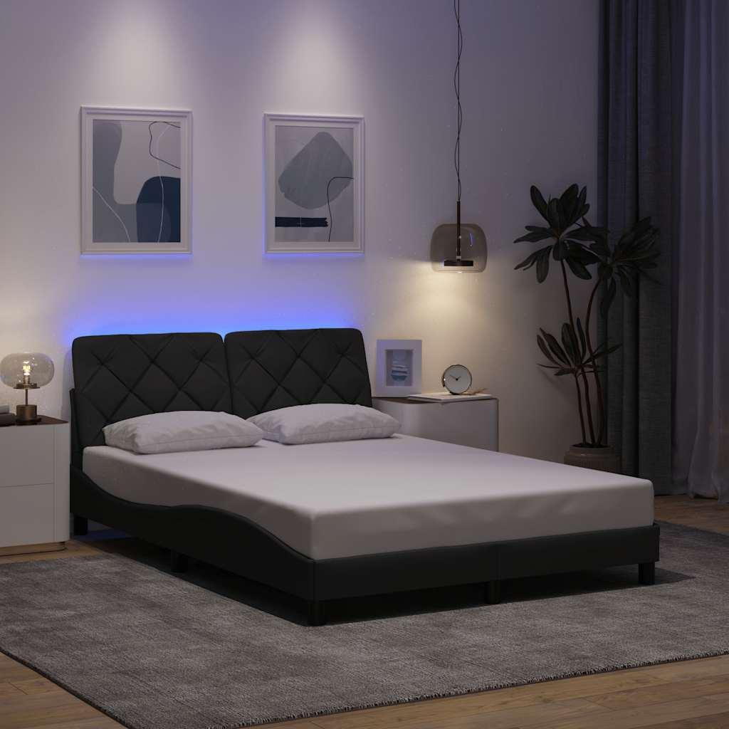 Sengeramme med LED uden madras 140x190 cm stof mørkegrå