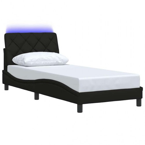 Sengeramme med LED 90 x 190 cm uden madras - sort