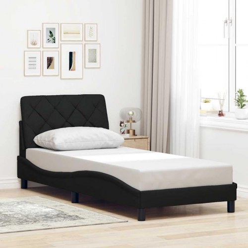 Sengeramme med LED 90 x 190 cm uden madras - sort