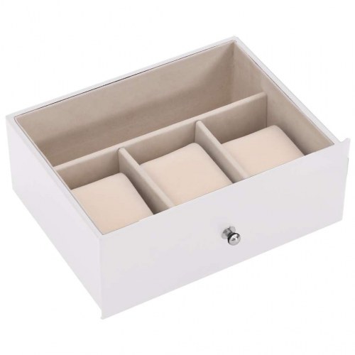 Smykkeskrin med 6 lag, spejl og lås - hvid/beige