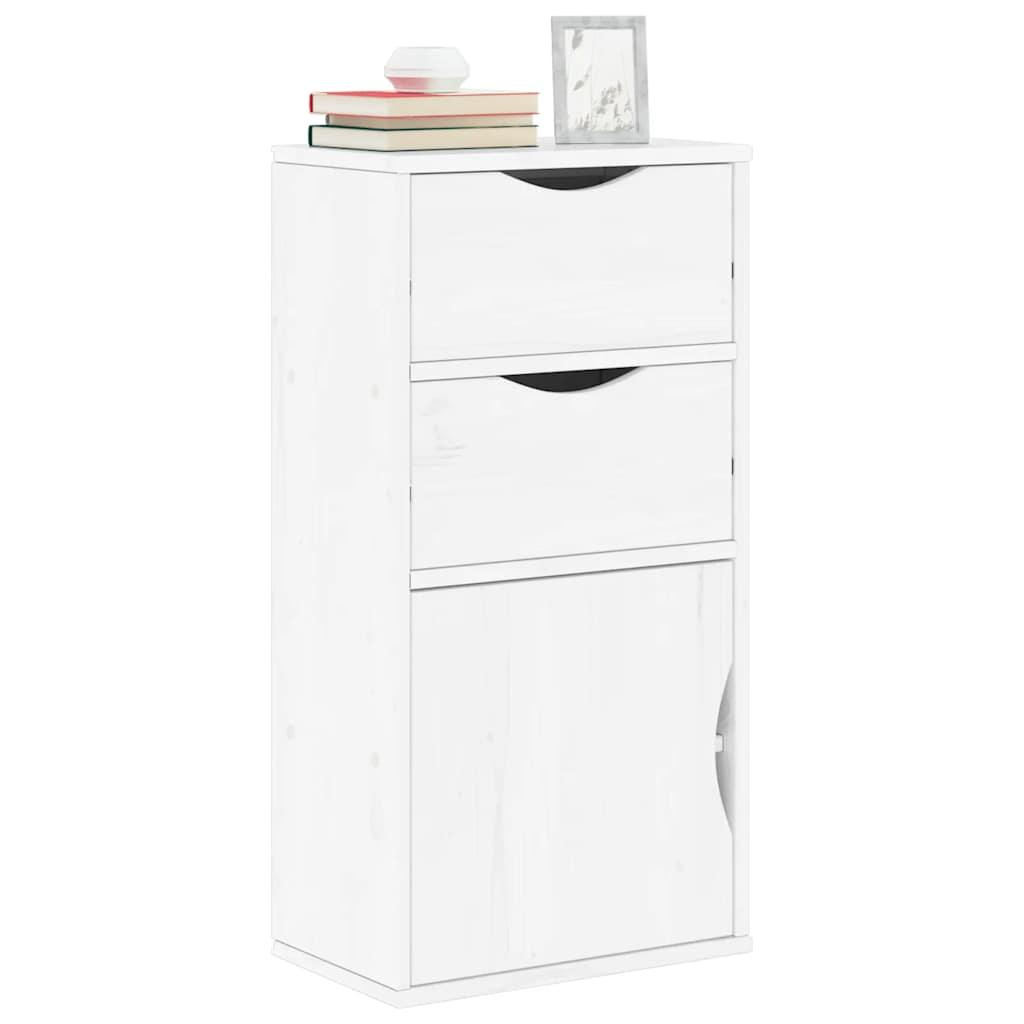 Sideskab ODDA med 2 skuffer og 1 rum 40 x 24 x 79 cm i massivt fyrretræ hvid