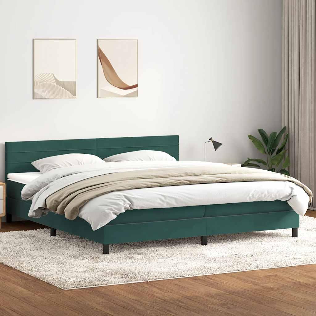 Kontinentalseng med madras 180x220 cm - fløjl, mørkegrøn