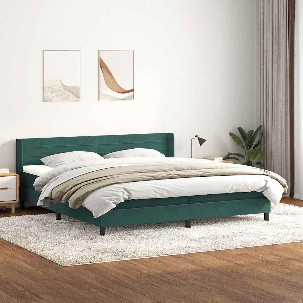 Kontinentalseng med madras 180×220 cm i fløjl - mørkegrøn