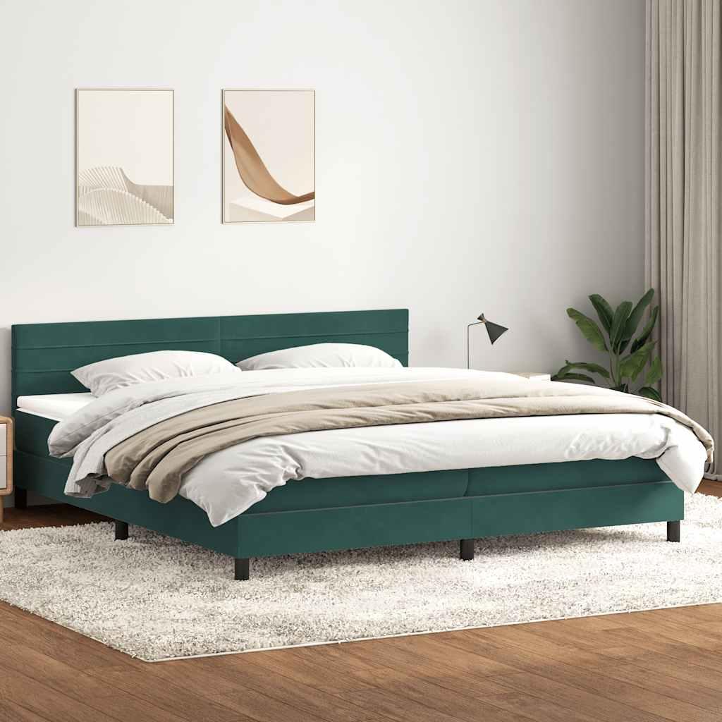 Kontinentalseng 200x220 cm fløjl mørkegrøn