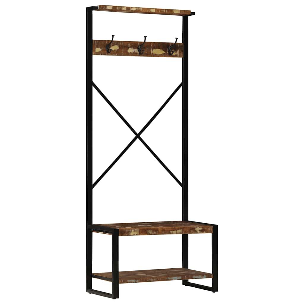 Tøjstativ 80X40X190 Cm Massivt Ru Mangotræ - Flerfarvet