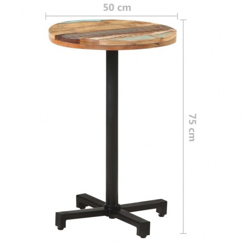 Bistrobord Ø50 x 75 cm - rundt spisebord i massivt genbrugstræ