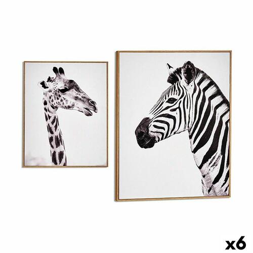 Maleri Zebra Giraf spånplade 41,2 x 51,5 x 2 cm (6 enheder)