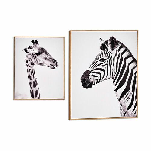 Maleri Zebra Giraf spånplade 41,2 x 51,5 x 2 cm (6 enheder)
