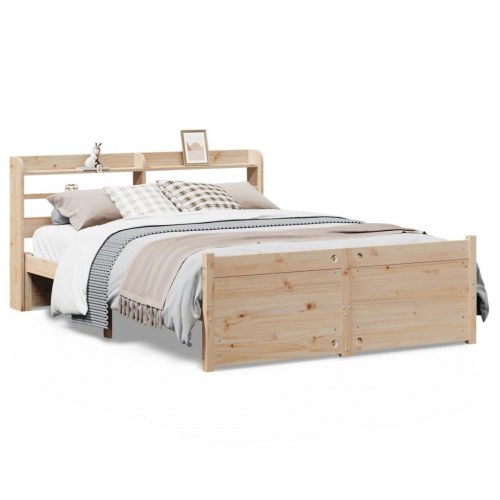 Sengeramme med sengegavl 150 x 200 cm i massivt fyrretræ
