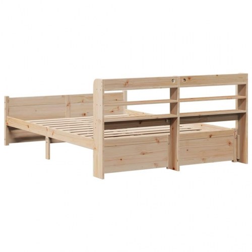 Sengeramme med sengegavl 150 x 200 cm i massivt fyrretræ