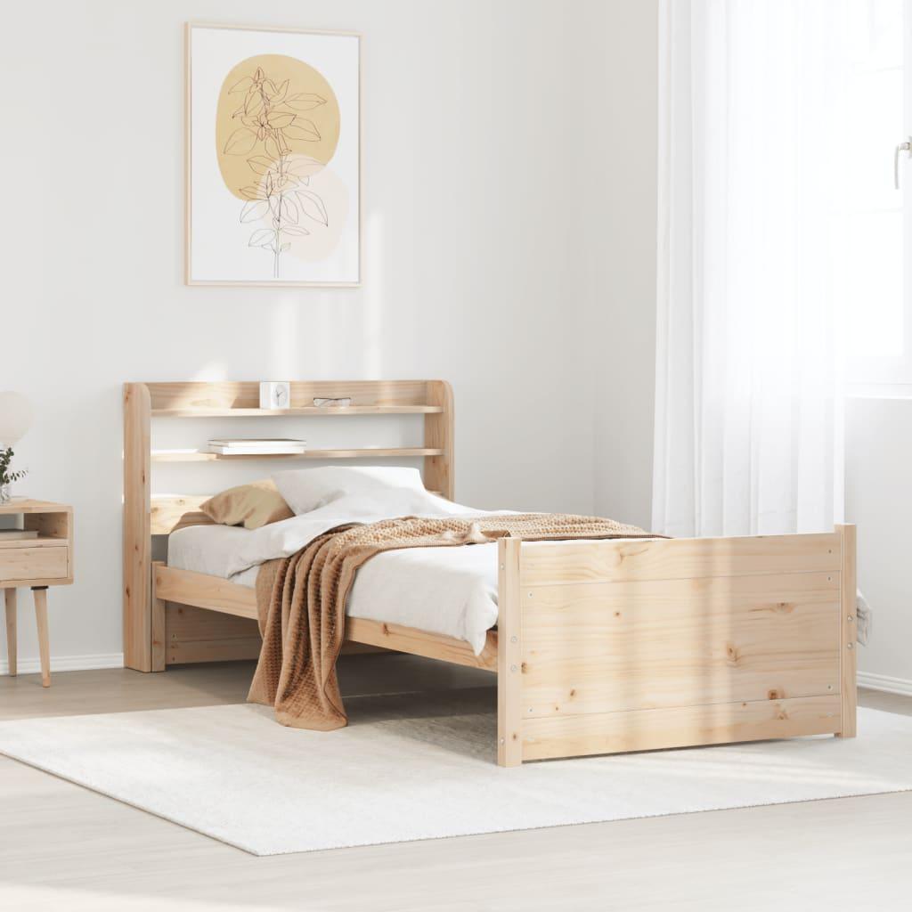 Sengeramme Med Sengegavl Massivt Fyrretræ - Brun / 75 x 190 cm