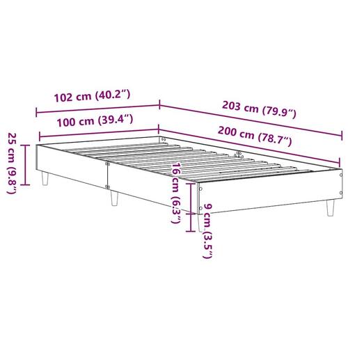 Sengeramme uden madras 100x200 cm konstrueret træ betongrå