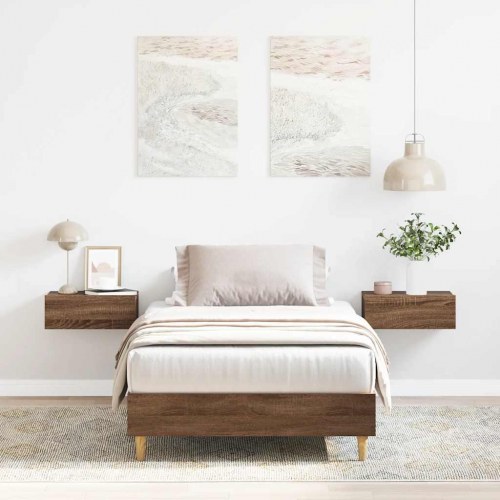 Sengestel 90x200 cm i konstrueret træ - brun eg