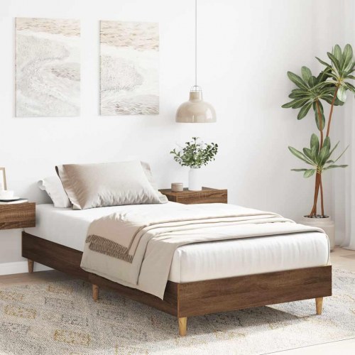 Sengestel 90x200 cm i konstrueret træ - brun eg