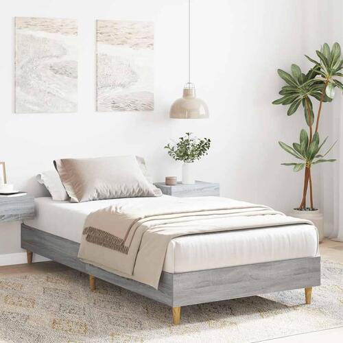 Sengeramme uden madras 100x200 cm konstrueret træ grå sonoma-eg