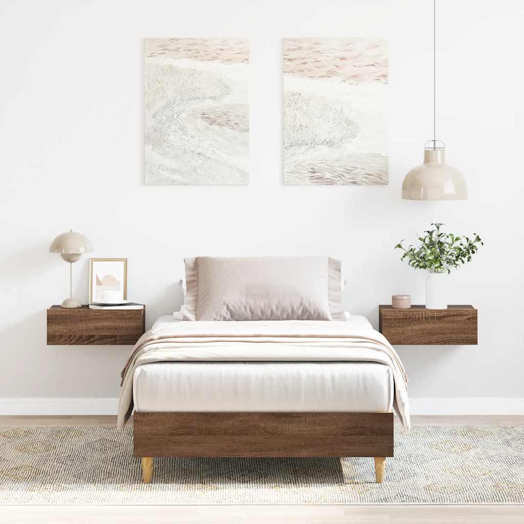 Sengestel uden madras 90x190 cm konstrueret træ brunt eg