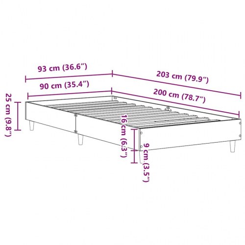 Sengestel 90 x 200 cm uden madras - antikt træ