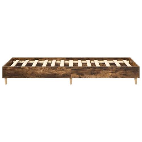 Sengestel uden madras 75x190 cm konstrueret træ røget eg