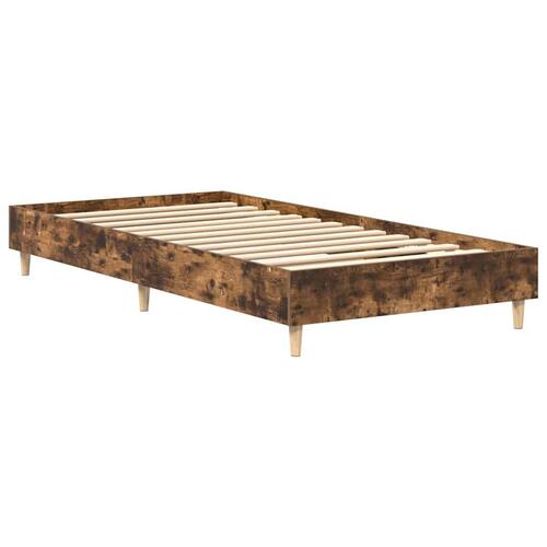 Sengestel uden madras 75x190 cm konstrueret træ røget eg