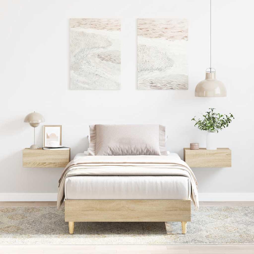 Sengestel uden madras 75x190 cm konstrueret træ sonoma-eg