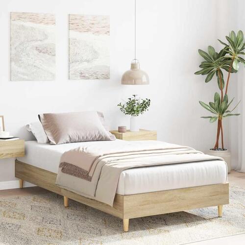 Sengestel uden madras 75x190 cm konstrueret træ sonoma-eg