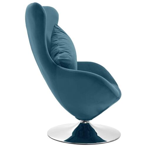 Drejelig lænestol med hynde fløjl blå