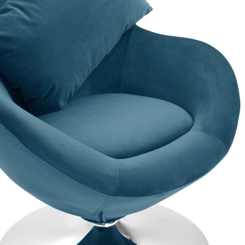 Drejelig lænestol med hynde fløjl blå