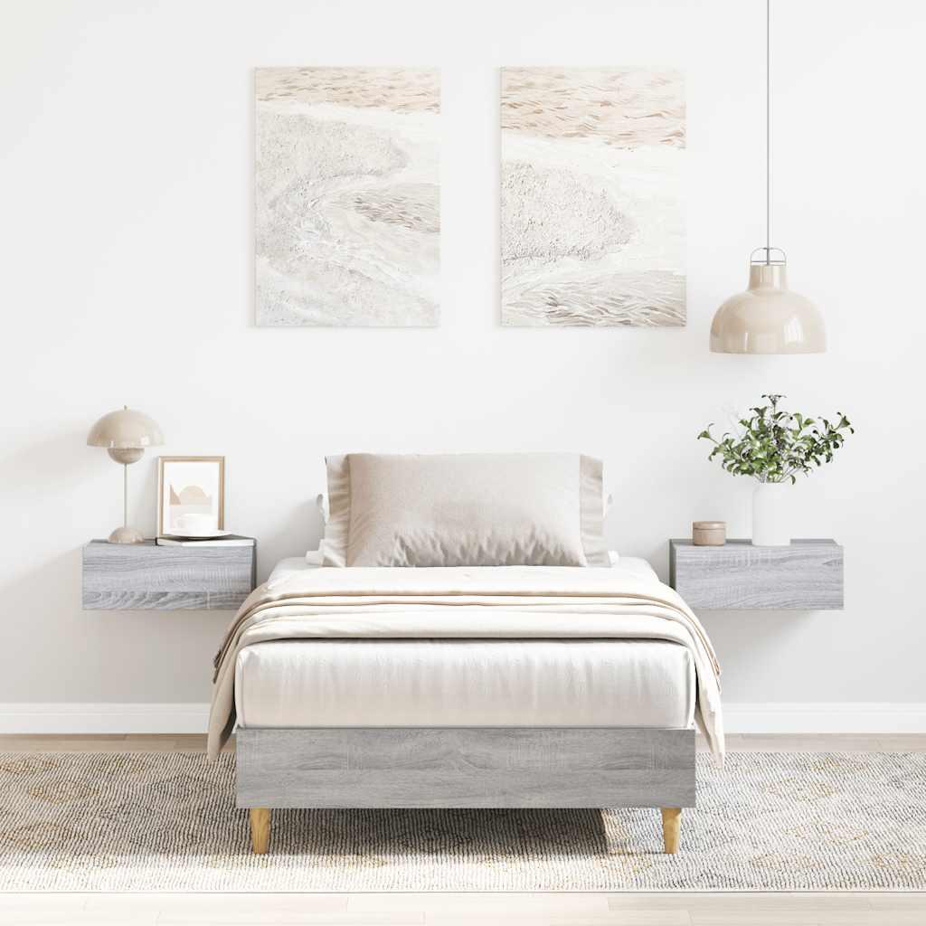 Sengestel uden madras 75x190 cm konstrueret træ grå sonoma-eg